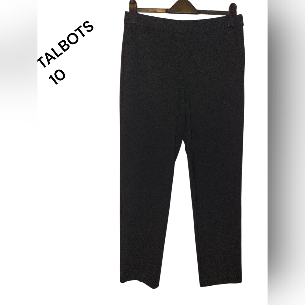 TALBOTS Pull On Stretch High Rise Pants, 10, Black, EUC, Like New